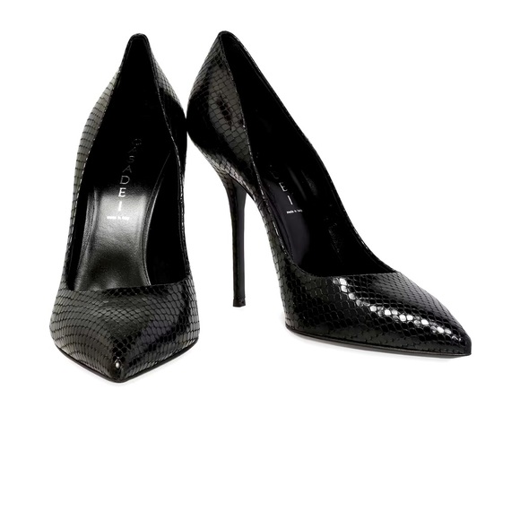Casadei Shoes - CASADEI Paraguay Snake-Effect Black Leather Pumps Heels